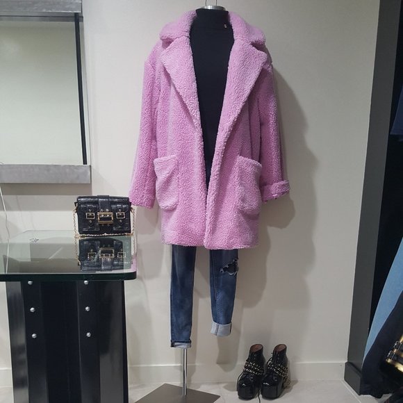 ππGORGEOUS Hot Pink Faux Fur Coatππ - Picture 6 of 13